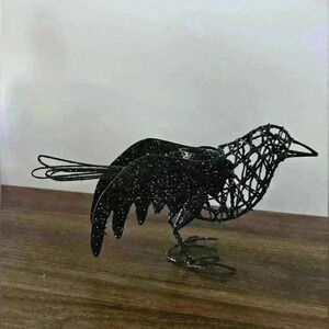 Pier 1 Metal Black Sparkly Raven Candle Holder and Box of Small Pumpkins